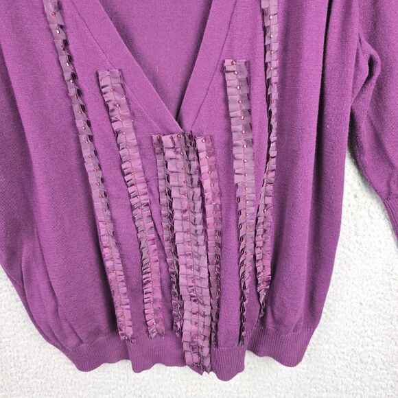 Lane Bryant Sweater Cardigan Womens 22 24 Purple V-Neck Button Front Embellished - Picture 7 of 14